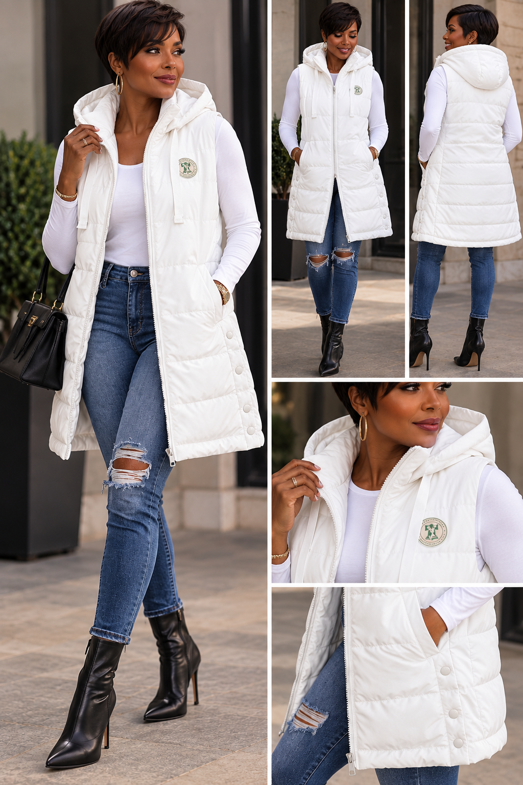 Long Vest with Hood & Side Snaps - Image 3